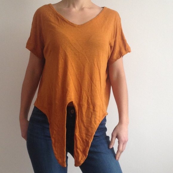 H&M - Front Tie Shirt (Linen Blend) - Picture 2 of 7